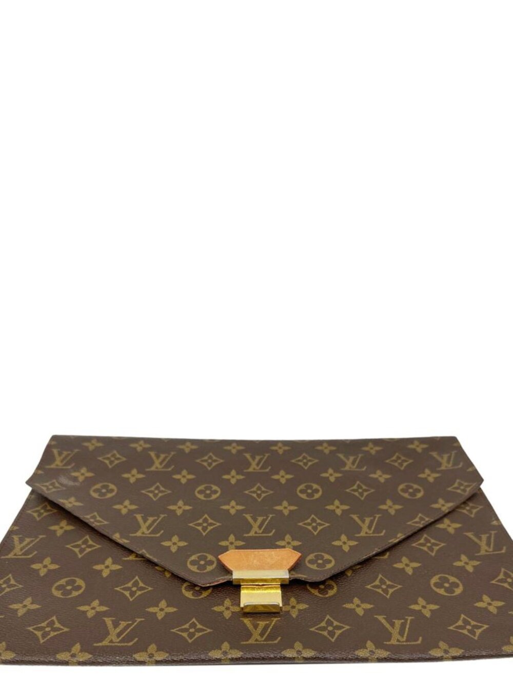 Louis Vuitton  Poche Plate Envelope Monogram Canvas Clutch Brown - Picture 5 of 14